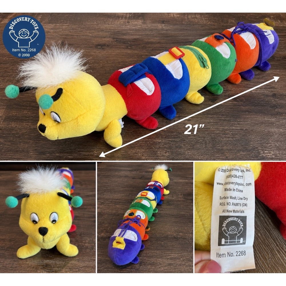 Vintage 2000 Discovery Toys Colorful Caterpillar Plush Activity Toy 21" # 2268